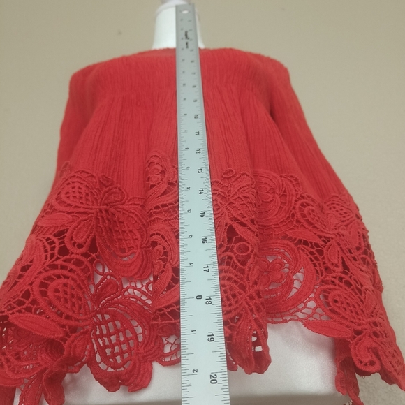 Petal Roz women's blouse with embroidered details puff sleeves size M orange cor - Picture 6 of 9